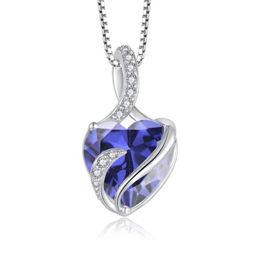 925 sterling silver heart birthstone necklace u2013 FJ 925 Sterling Silver Heart Birthstone Necklace by FJ