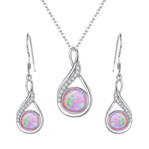 925 sterling silver opal necklace and earrings set u2013 Clearine 925 Sterling Silver Opal Necklace and Earrings Set by Clearine