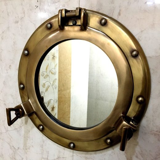 Antique Finish Porthole Wall Mirror