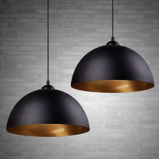 Black metal pendant lampshades by FRIDEKO HOME