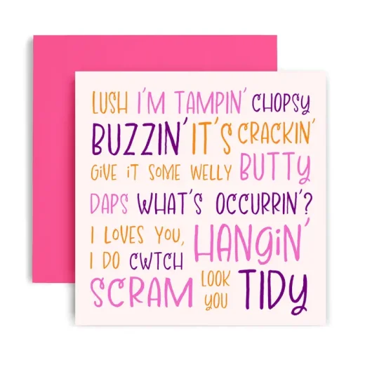 Funny Regional Slang Welsh Card u2013 Huxters Funny Regional Slang Welsh Birthday Card by Huxters