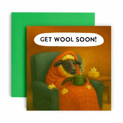 Funny Sheep Get Well Card
