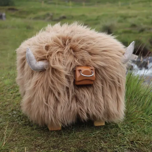 Highland Bull Footstool in Butterscotch with Nose Ring