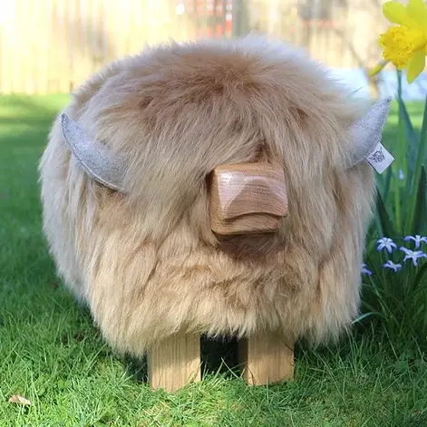 Highland calf footstool butterscotch by Tweed yourself