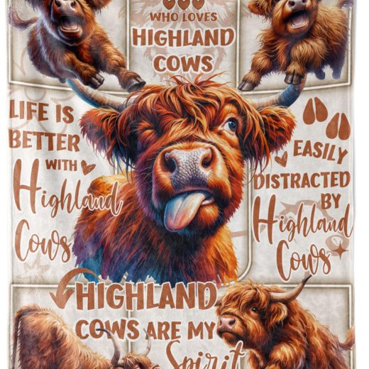 Highland cow flannel throw blanket u2013 INNObeta Highland Cow Flannel Throw Blanket by INNObeta