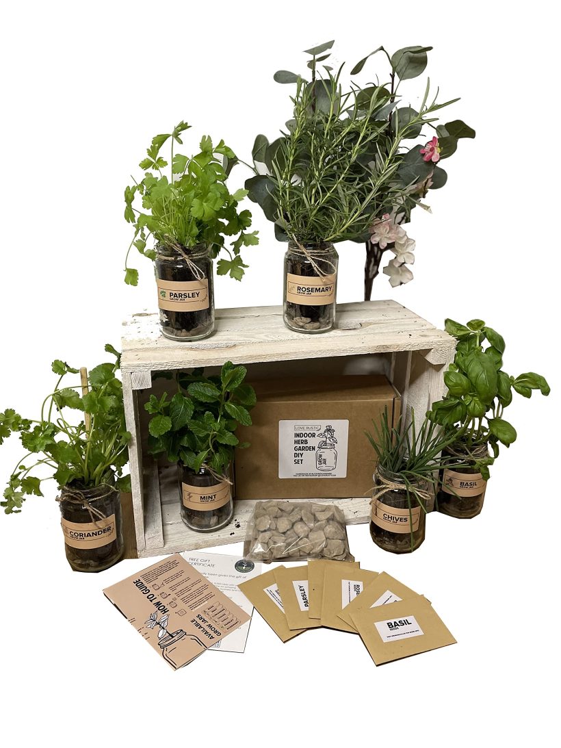 Indoor herb garden kit in jars by Love Rustic