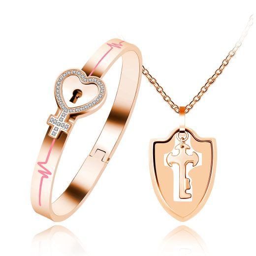 Key necklace and lock bracelet set u2013 Uloveido Key Necklace and Lock Bracelet Set by Uloveido