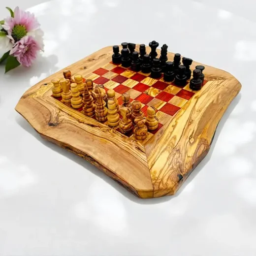 Olive wood chess board u2013 Oliveart Olive Wood Chess Board by Oliveart