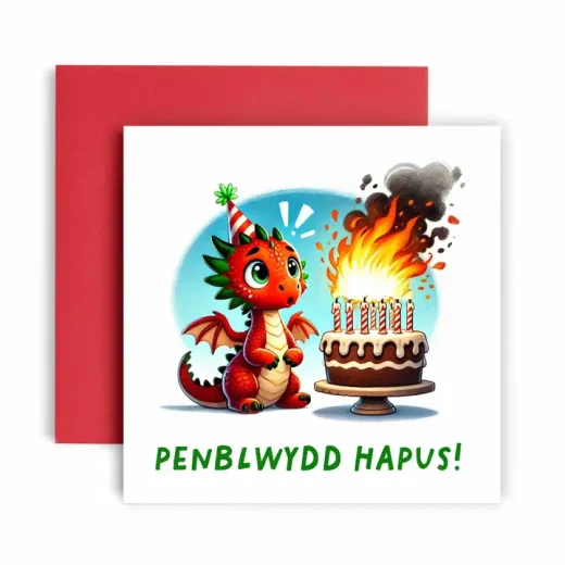 Penblwydd Hapus Dragon Birthday Card