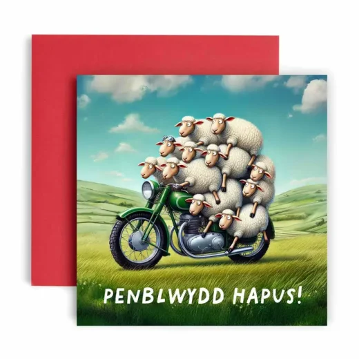 Penblwydd Hapus Sheep Welsh Birthday Card