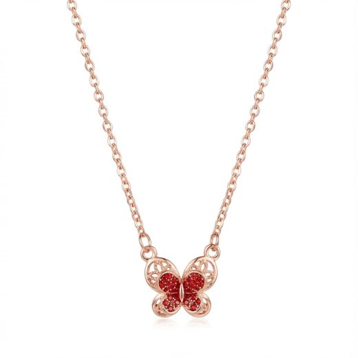 Rose gold butterfly pendant necklace u2013 XINGJUHUI Rose gold butterfly pendant necklace by XINGJUHUI