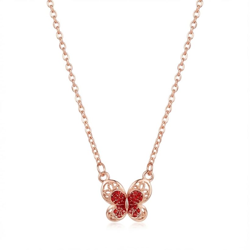 Rose Gold Butterfly Pendant Necklace by XINGJUHUI