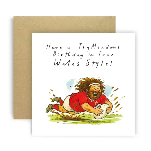 Rugby Trymendous Style Welsh Card u2013 Huxters Rugby Trymendous Style Welsh Birthday Card by Huxters