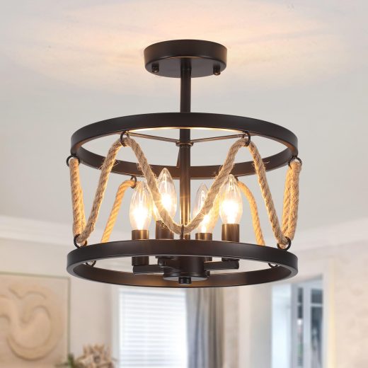 Rustic Industrial Ceiling Light by ASHUAQI