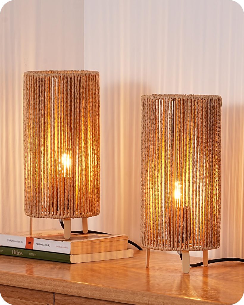 Set of 2 boho bedside lamps by EDISHINE