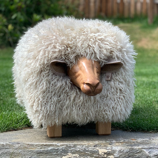 Sheep footstool in curly barley u2013 Tweed yourself Sheep Footstool in Curly Barley by Tweed yourself