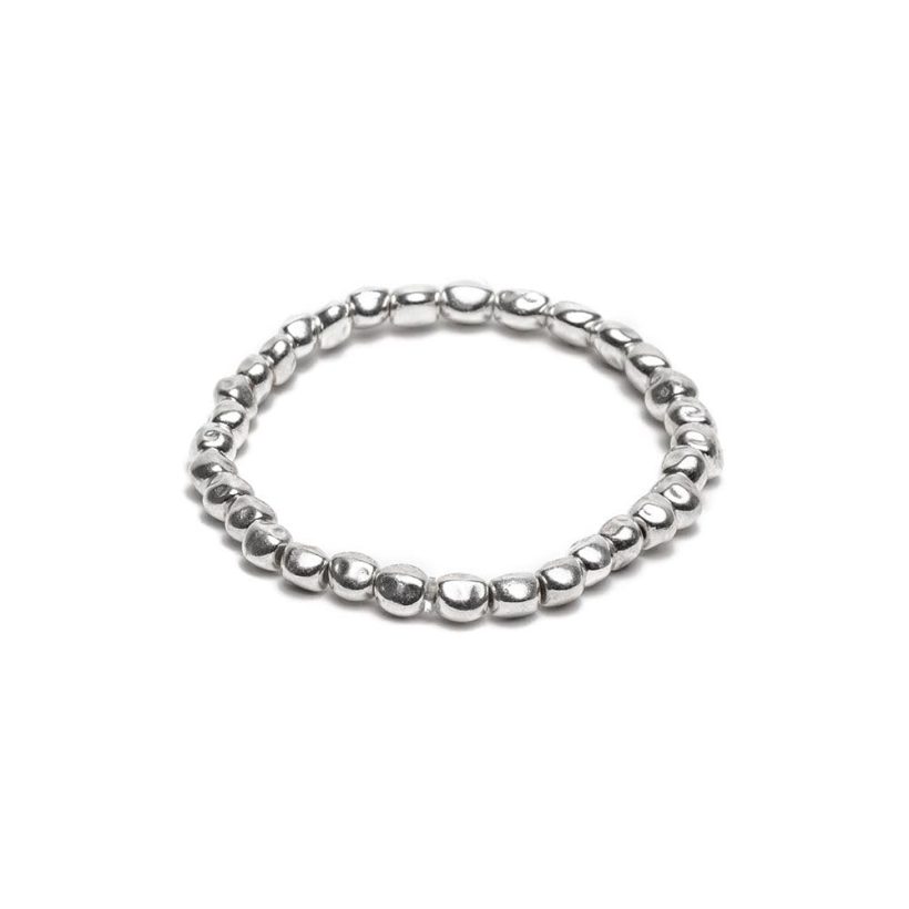 Silver plated elastic bracelet with large pebbles by Vestopazzo