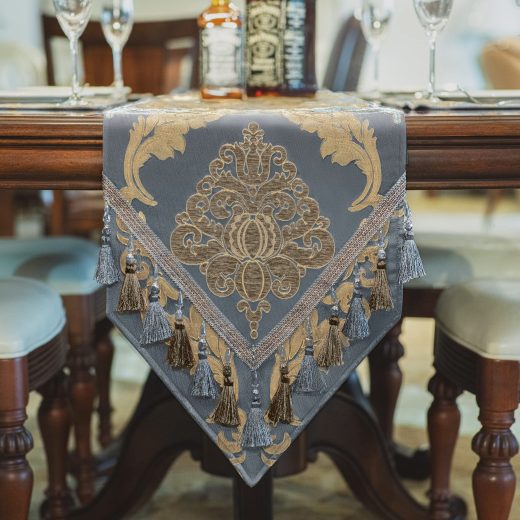 TOPLUXE luxury grey blue table runner TOPLUXE luxury grey blue table runner