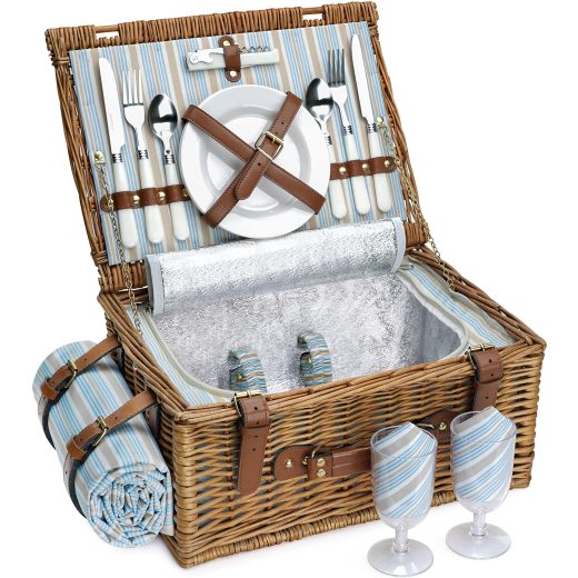 Wicker picnic basket gift set u2013 HappyPicnic Wicker Picnic Basket Gift Set by HappyPicnic