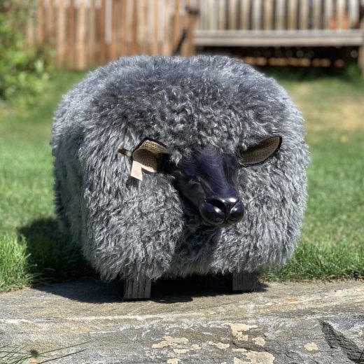 Curly sheep footstool grey u2013 Tweed yourself Curly sheep footstool grey by Tweed yourself