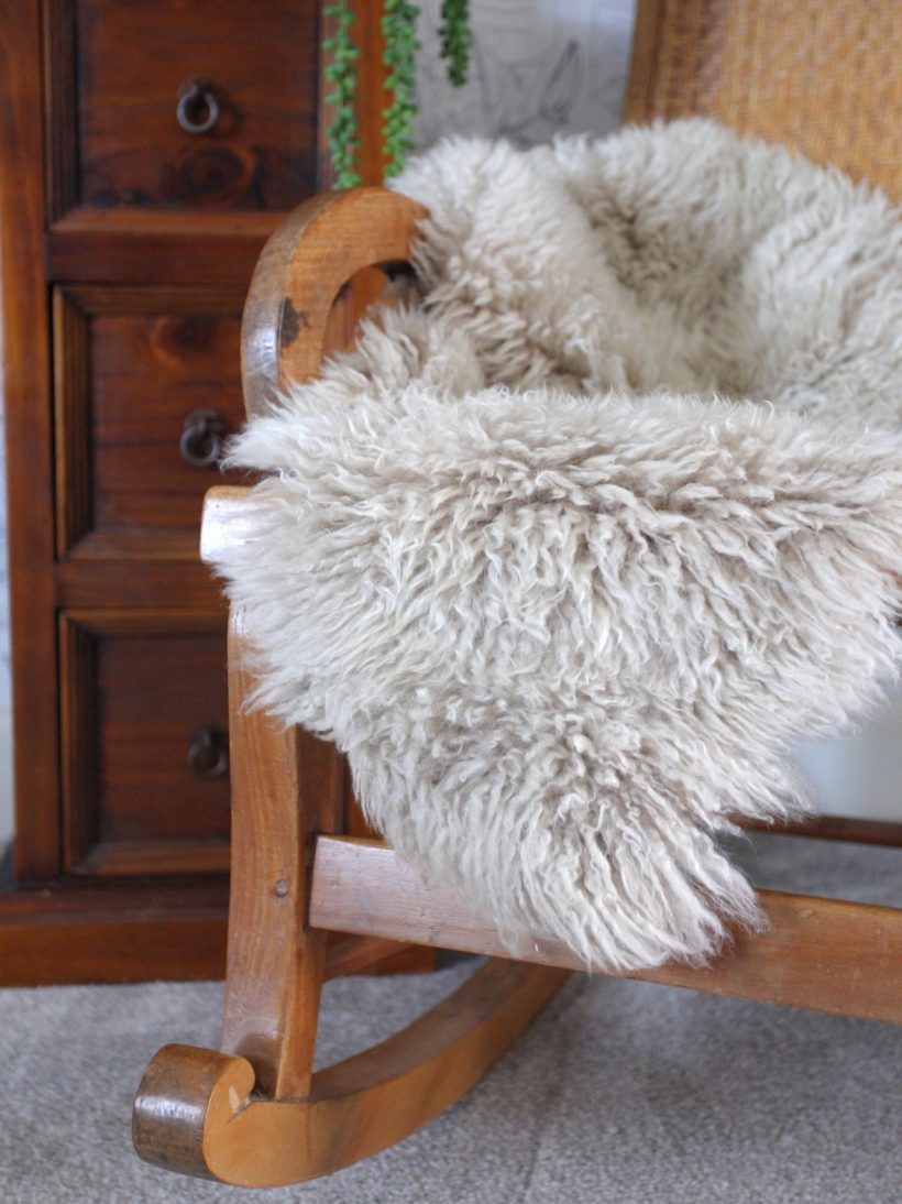 Curly sheepskin rug in barley by Tweed yourself