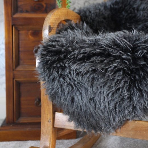 Curly sheepskin rug in slate grey u2013 Tweed yourself Curly sheepskin rug in slate grey by Tweed yourself