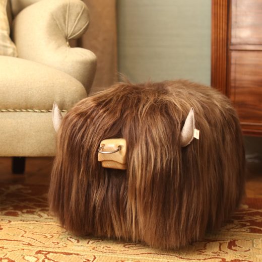 Highland bull footstool in ash with nose ring by Tweed yourself