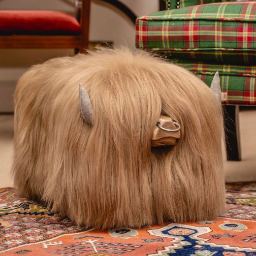 Highland Bull Footstool in Butterscotch Highland bull footstool in butterscotch