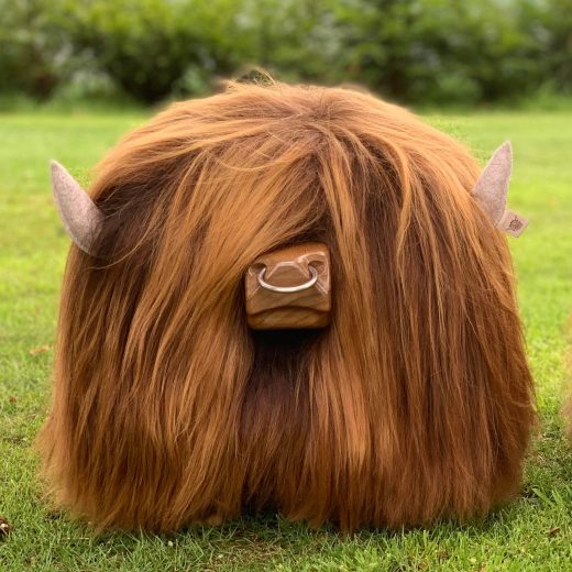 Highland Bull Footstool in Chestnut with a Nose Ring