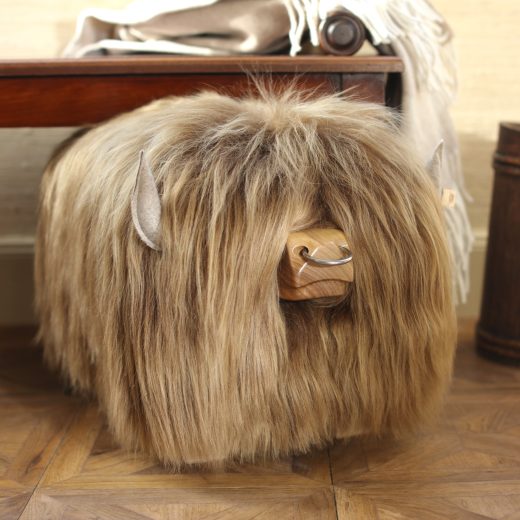 Highland Bull Footstool in Honey with a Nose Ring