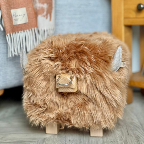 Highland bull footstool in shortbread by Tweed yourself