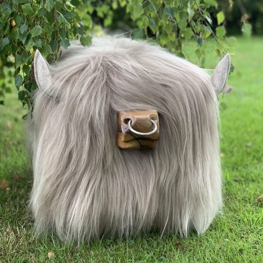 Highland Bull Footstool in Taupe with Nose Ring