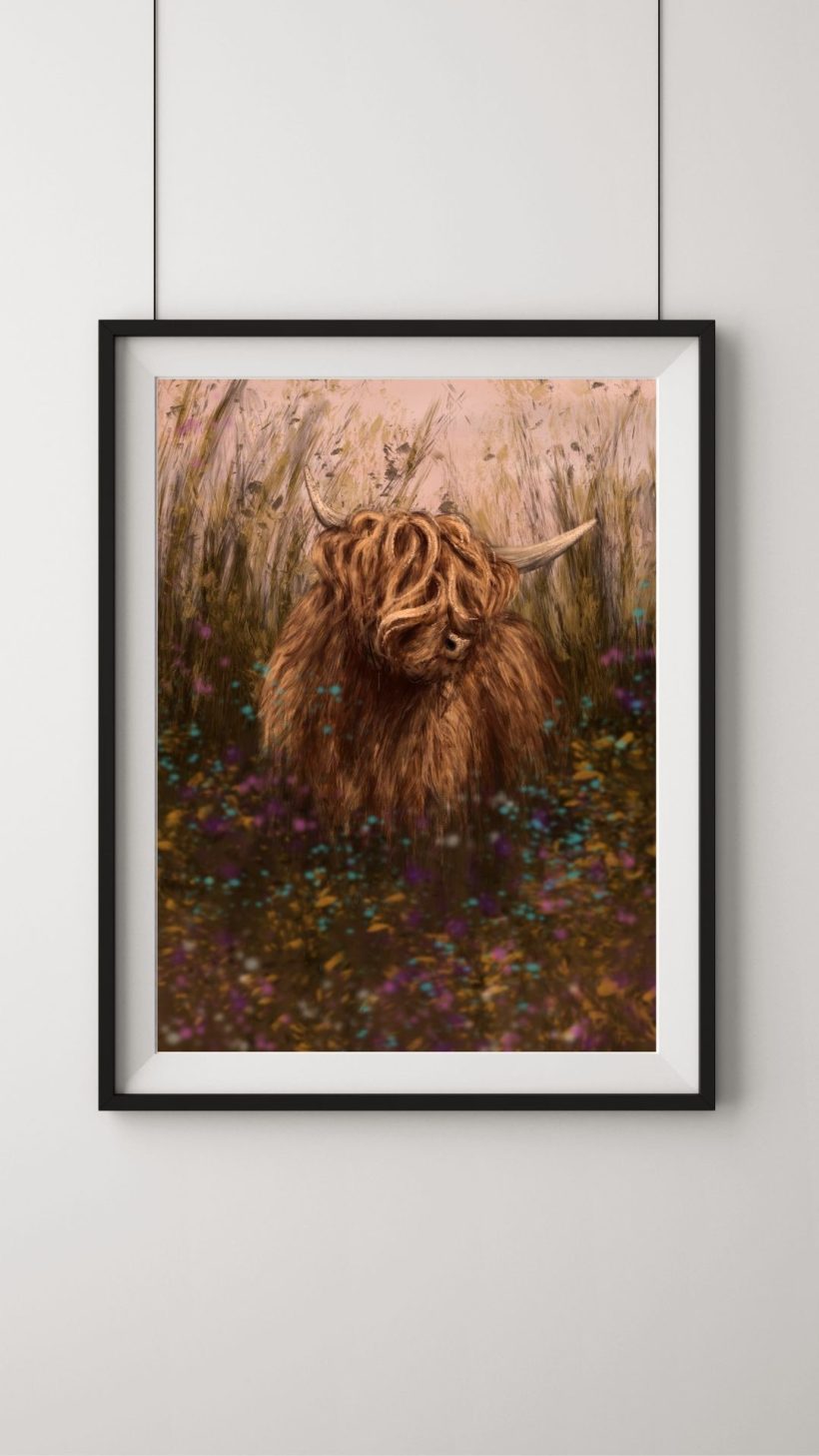 Highland cow fine art print a3 by Tweed yourself
