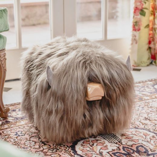 Highland Cow Footstool in Taupe Highland cow footstool in taupe