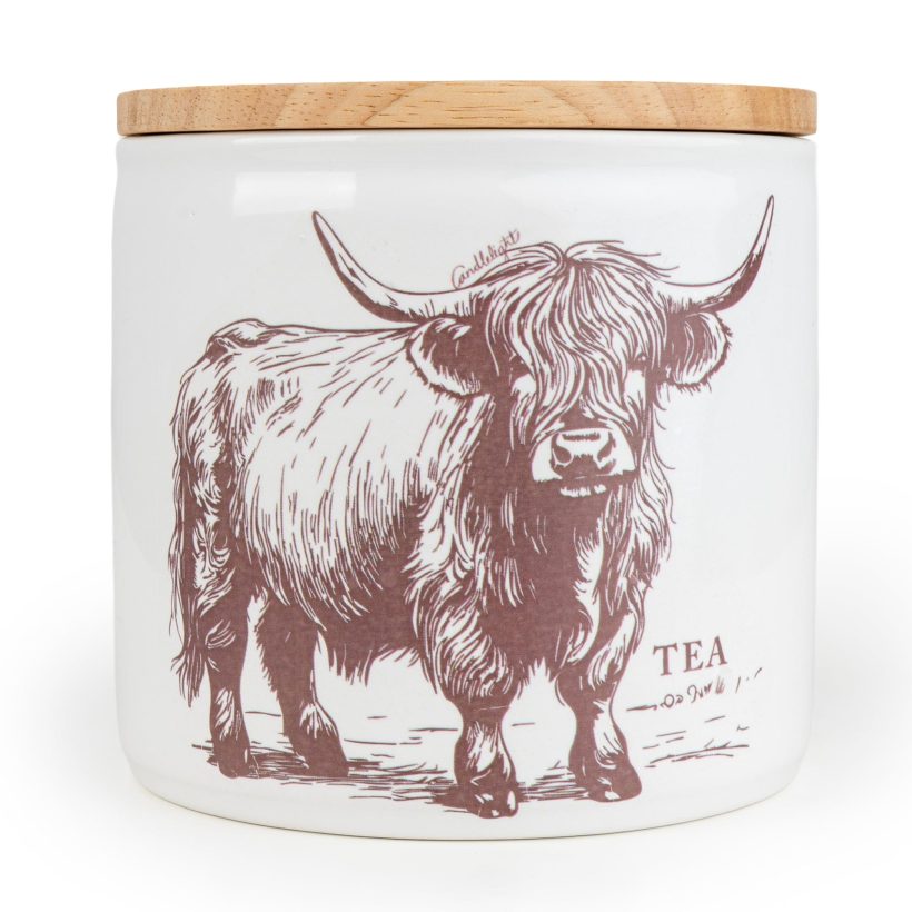 Highland cow tea storage jar by Candlelight Home