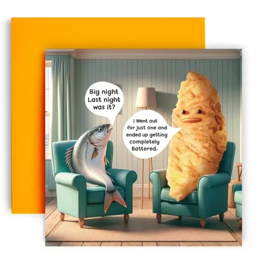 Got Battered Cod Birthday Card