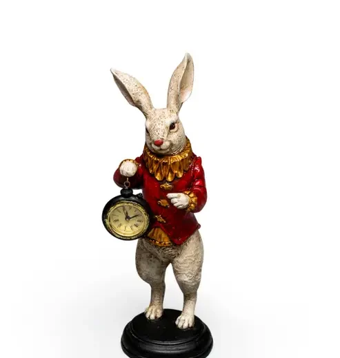 White rabbit standing clock figure by McGowan & Rutherford Ltd