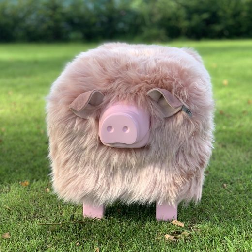 Pink Piggy Sheepskin Footstool