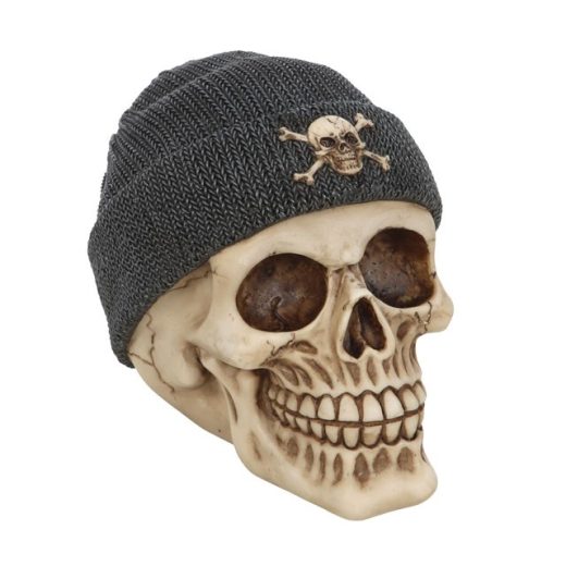 Resin Skull Ornament with Beanie