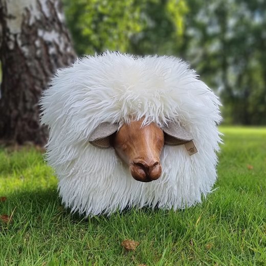 Sheep footstool in curly ivory u2013 Tweed yourself Sheep footstool in curly ivory by Tweed yourself