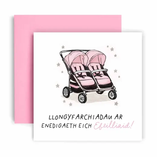 Welsh Twin Girls Congratulations Card u2013 Huxters Welsh Twin Girls Congratulations Card by Huxters