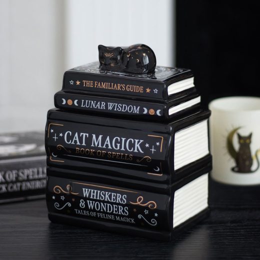 Black Cat Book Stack Oil Burner by Something Different