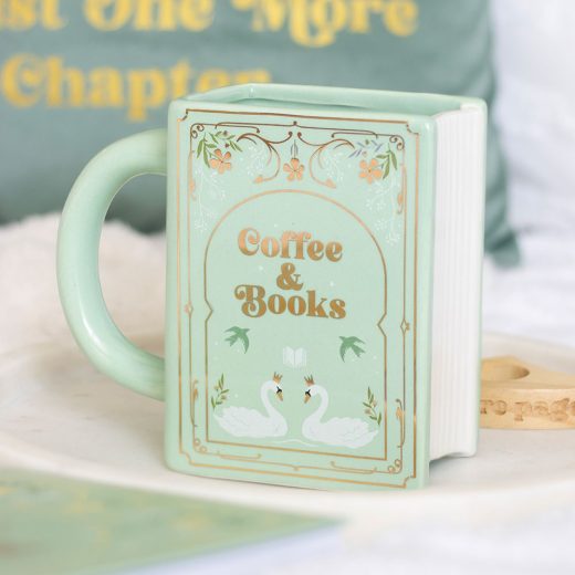 Coffee and Books Green Book Shaped Mug by Something Different