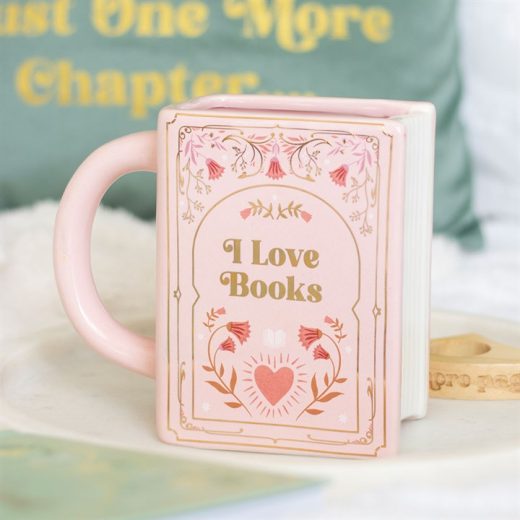 I love books pink book shaped mug u2013 Something Different I Love Books Pink Book Shaped Mug by Something Different