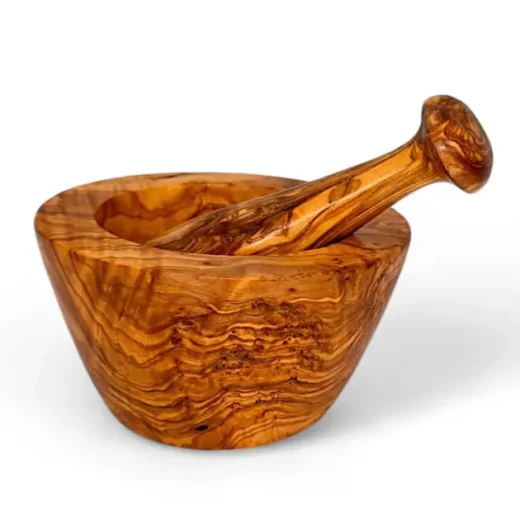 Olive Wood Conic Mortar and Pestle 10 Cm