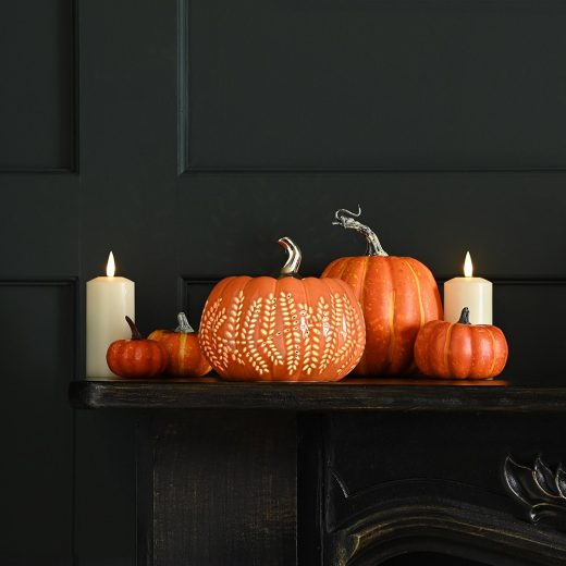 Orange porcelain pumpkin light-up decoration 16cm u2013 Something Different Orange Porcelain Pumpkin Light-Up Decoration 16cm by Something Different