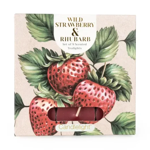 Wild strawberry & rhubarb tealights u2013 Candlelight Home Wild strawberry & rhubarb tealights by Candlelight Home