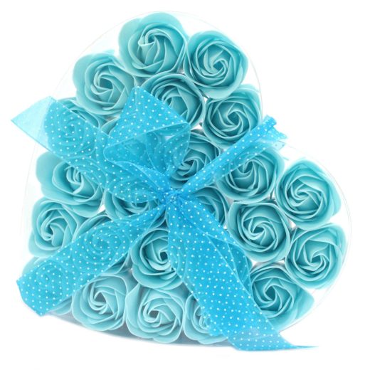 24 Blue Roses Flower Soap in Heart Box by Ancient Wisdom
