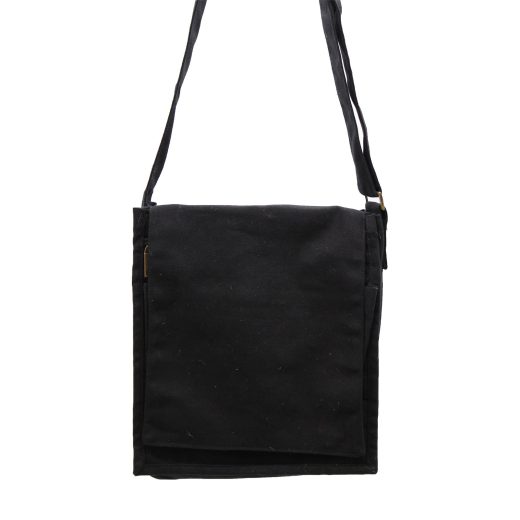 Black Cotton Canvas Messenger Bag by Ancient Wisdom