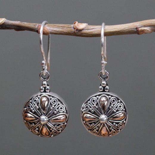 Classic round silver & gold earring u2013 Ancient Wisdom Classic Round Silver & Gold Earring by Ancient Wisdom